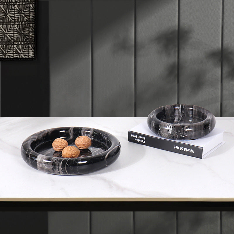 Natural Marble Round Fruit Bowl Decoration