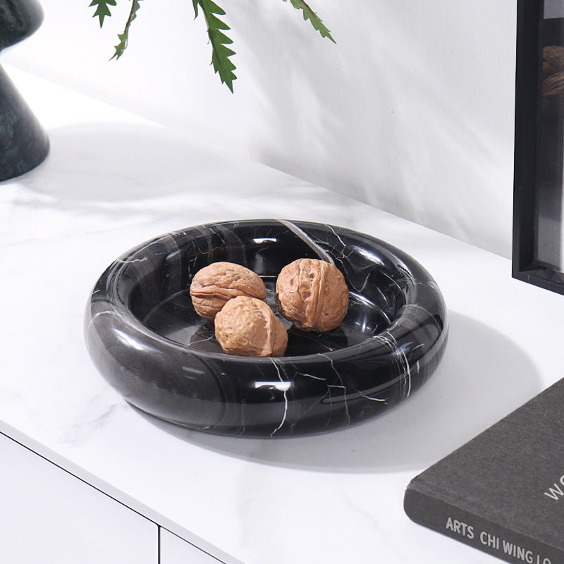 Natural Marble Round Fruit Bowl Decoration