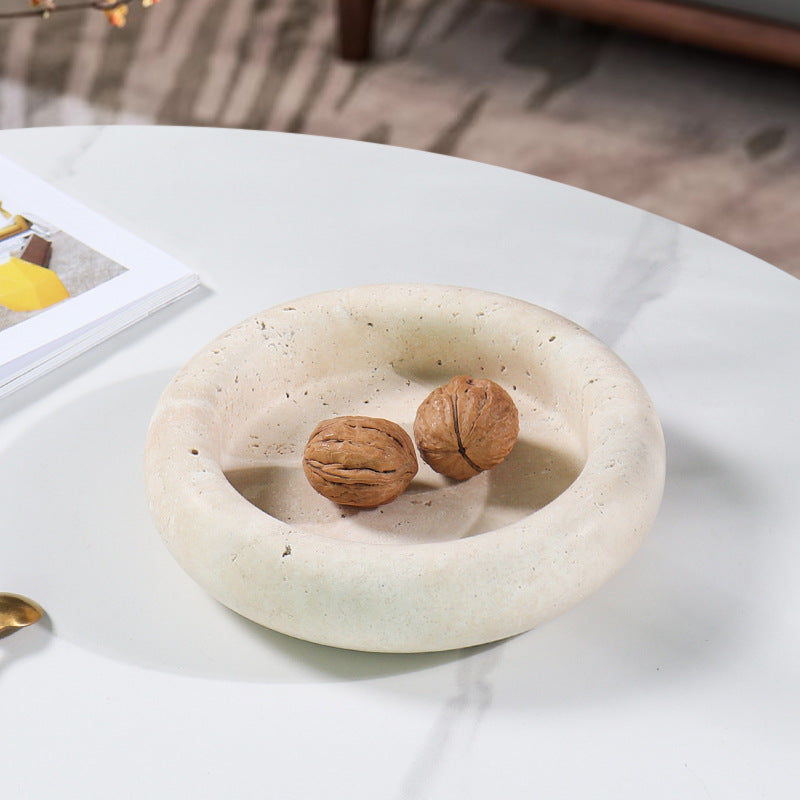 Natural Marble Round Fruit Bowl Decoration