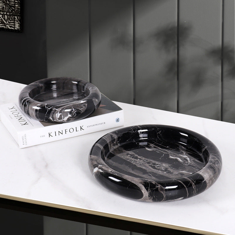 Natural Marble Round Fruit Bowl Decoration